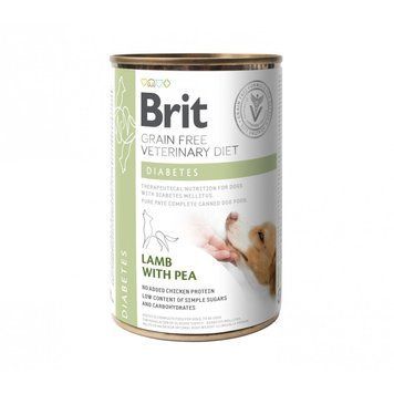 Вологий корм Brit Grain Free Veterinary Diets Diabetes для собак із цукровим діабетом з ягням та зеленим горошком 400 г 100263/5910 фото
