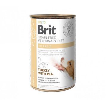 Вологий корм Brit Grain Free Veterinary Diets Hepatic для собак для підтримки функцій печінки при печінковій недостатності з індичкою та горохом 400 г 100275/6030 фото