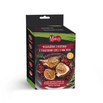 Ласощі для собак від 3-х місяців Mavsy Refined jerky LAMB MEDALLIONS IN POMEGRANATE SAUCE WITH THYME медальйони з ягнятини в гранатовому соусі з тим&rsquo;яном, 100 г LSRM05 фото