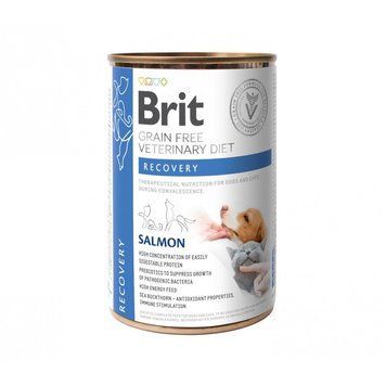 Вологий корм Brit Grain Free Veterinary Diets Recovery для дорослих собак та котів для відновлення після хвороби чи операції з лососем 400 г 100291 фото