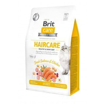 Корм сухий Brit Care Cat Grain Free Haircare Healthy and Shiny Coat для котів догляд за шкірою і шерстю лосось та курка 400 г 171307/0891 фото