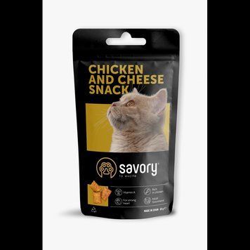 Хрумкі ласощі Savory Cats Snacks Pillows Gourmand with Chicken and Cheese для дорослих вибагливих котів подушечки з куркою та сиром 60 г 31461-1 фото