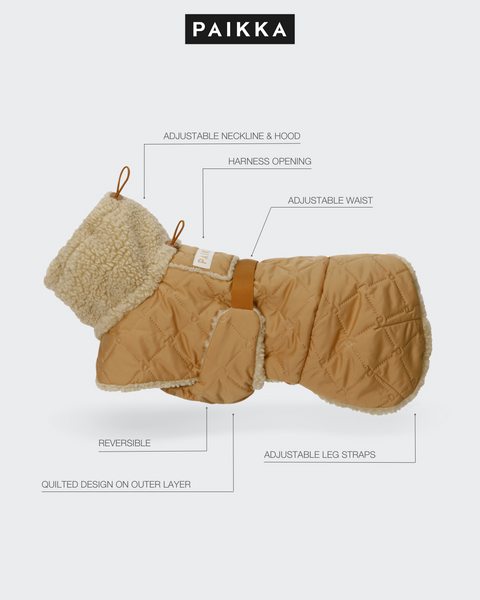 Тепла попона для собак Winter Sherpa Jacket Camel Paikka, розмір - 40 см PK_304 фото
