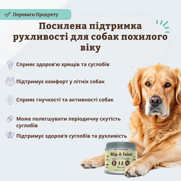 Ветеринарна добавка для суглобів та зв'язок Vet Strength Hip&Joint Natural Dog Company 90 шт ND-HAJV-90 фото