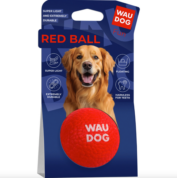 М'ячик WAUDOG Fun Red Ball, спінений термопластичний поліуретан, 70 мм 6001  фото