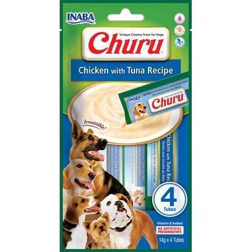 Ласощі INABA "Churu" для собак, вершковий мус в стіках, курка/тунець 1 стік/20 гр EUD602-1 фото