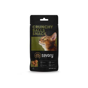 Хрумкі ласощі Savory для дорослих вибагливих котів, кульки з котячою м&rsquo;ятою, Cats Snacks Crunchy Balls 60 г 21335 фото