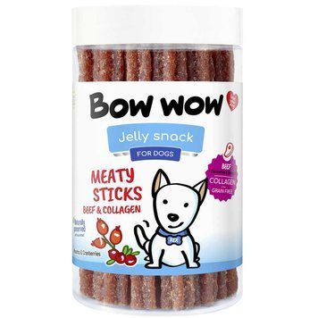 Ласощі для собак"Bow wow"м'ясні палички з яловичини та колагену, 12 см/370 гр (20 шт/уп) BW252 фото