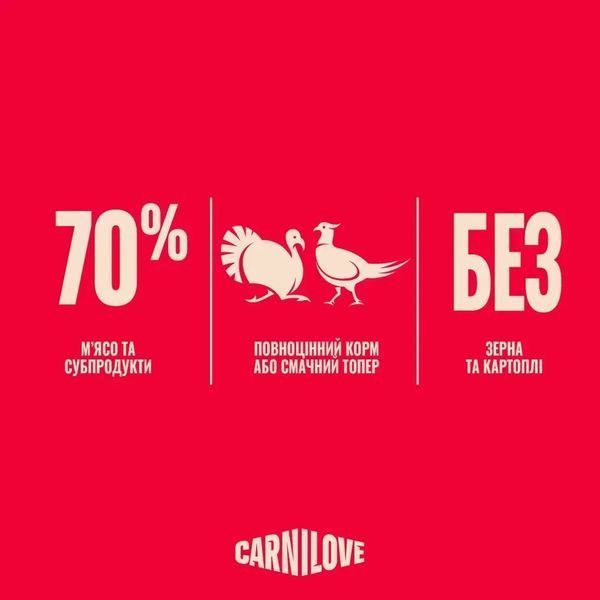 Корм вологий Carnilove Turkey & Pheasant with Raspberry Leaves для собак паштет індичка і фазан з листям малини 300 г 112429 фото