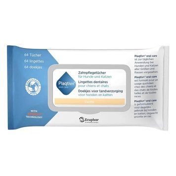 Стоматологічні серветки для собак та котів Plaqtiv+ Dental Wipes, 64 шт 8885 фото