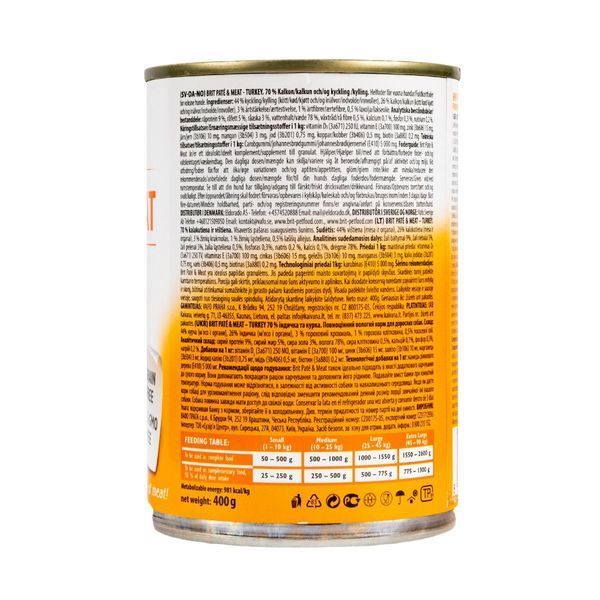 Корм вологий Brit Care Pate and Meat для дорослих собак з індичкою 400 г 100865/100074/0298 фото