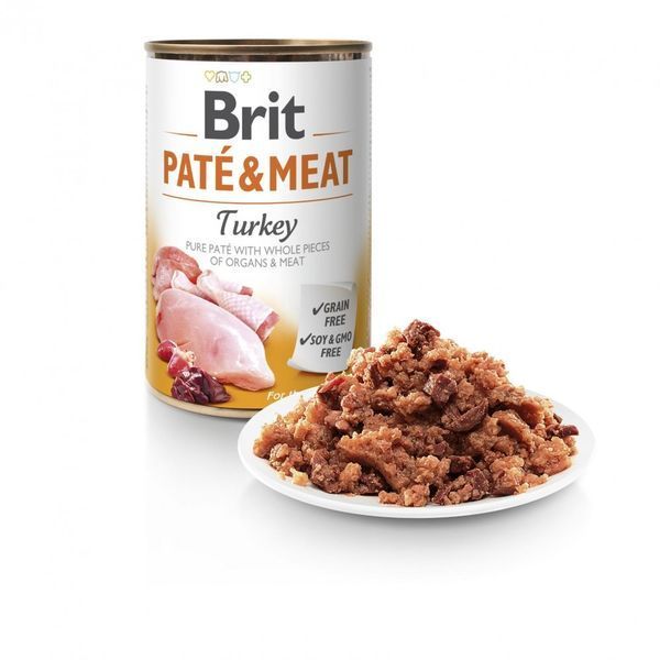 Корм вологий Brit Care Pate and Meat для дорослих собак з індичкою 400 г 100865/100074/0298 фото