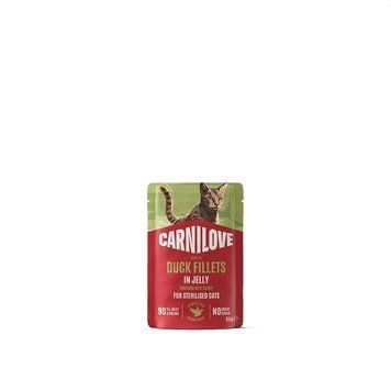 Корм вологий Carnilove Jelly Duck with Catnip Sterilised для стерилізованих котів качка і котяча м'ята в желе 85 г 101408 фото