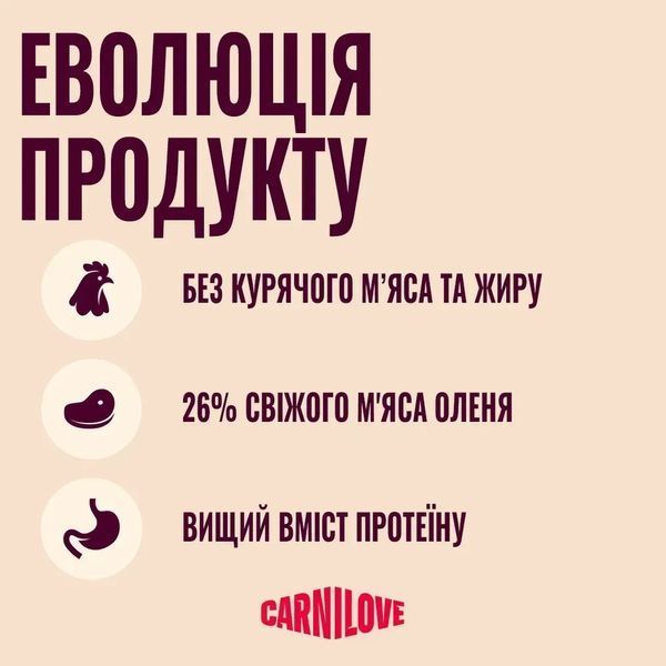 Корм сухий Carnilove Active Venison & Reindeer & Wild Boar Active Adults для активних cобак оленина і дикий кабан 1,5 кг 173685 фото